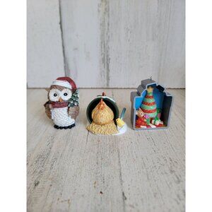 Woodland Animals owl mouse chicken‎ ornament Xmas set unique